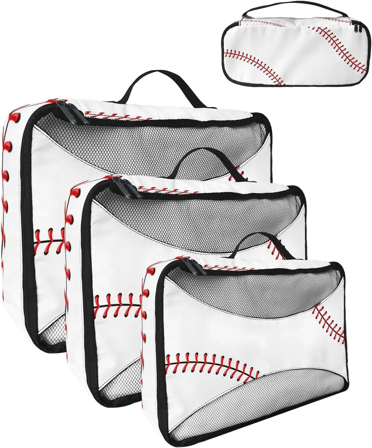 4 Set Packing Cubes - Baseball Packing Cubes for Carry on Suitcase Lightweight Travel Essential Bag for Clothes Shoes Cosmetics Toiletry