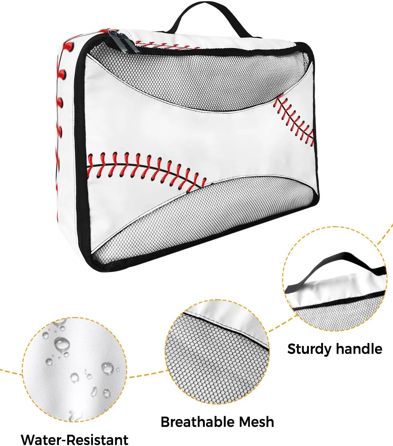 4 Set Packing Cubes - Baseball Packing Cubes for Carry on Suitcase Lightweight Travel Essential Bag for Clothes Shoes Cosmetics Toiletry