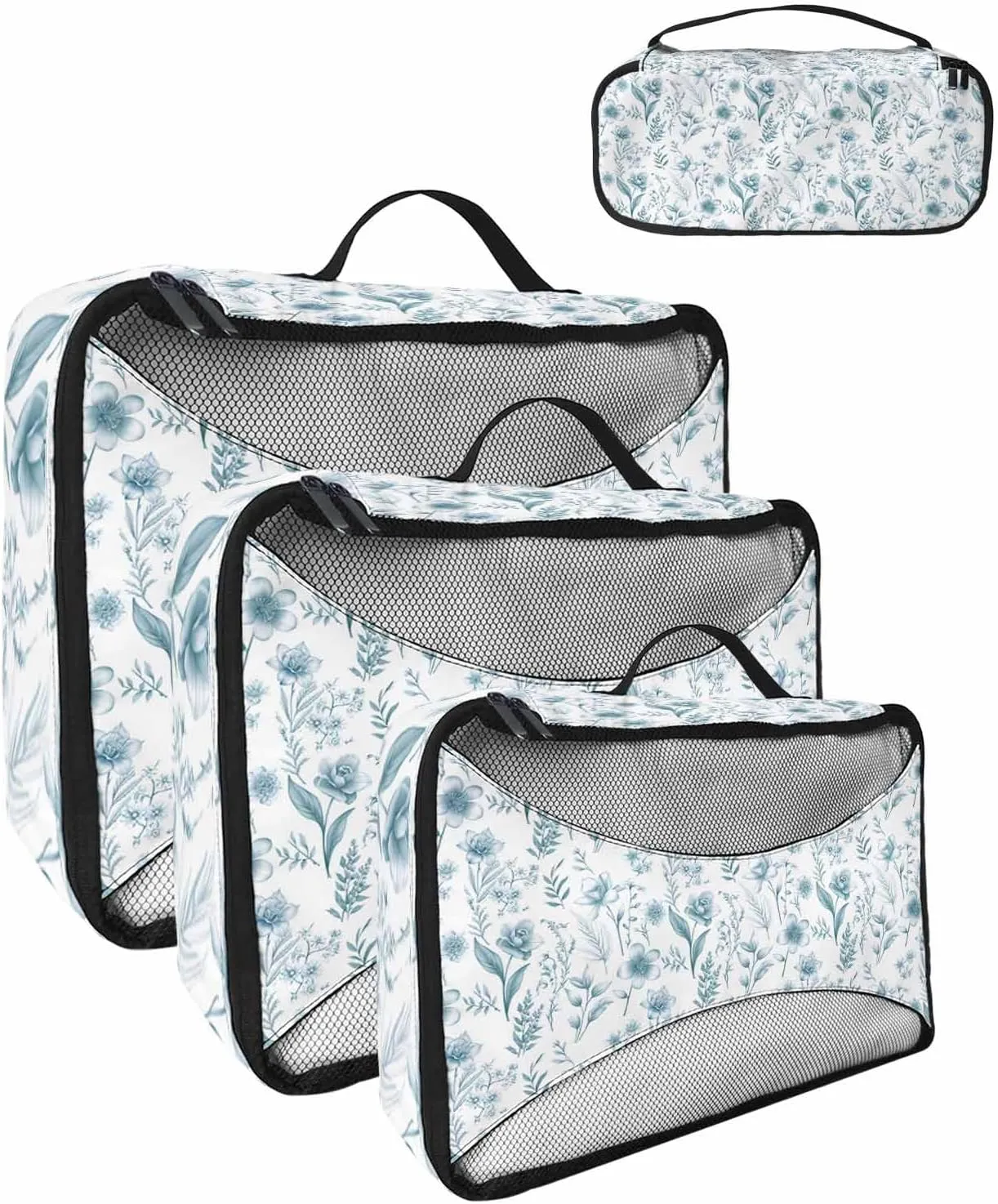4 Set Packing Cubes - Spring Orchid Flowers Plants Green Packing Cubes for Carry on Suitcase Lightweight Travel Essential Bag for Clothes Shoes Cosmetics Toiletry