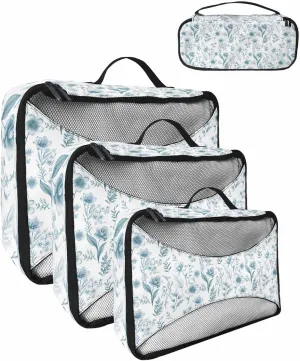 4 Set Packing Cubes - Spring Orchid Flowers Plants Green Packing Cubes for Carry on Suitcase Lightweight Travel Essential Bag for Clothes Shoes Cosmetics Toiletry