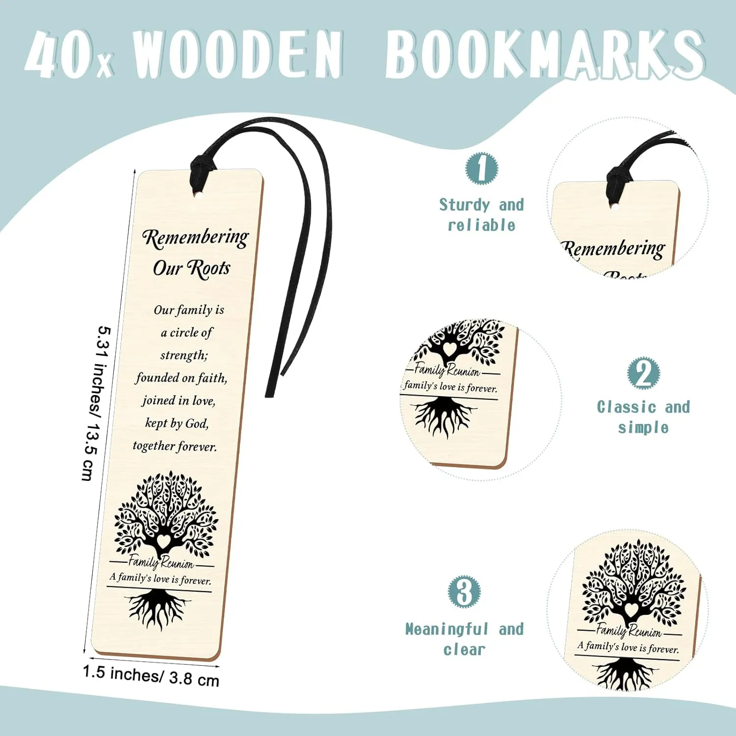 40 Set Family Reunion Favors Love with Ballpoint Pen with Family Reunion Bookmarks Wooden Bookmarks and Gift Bag Gifts for Gathering Party Guests