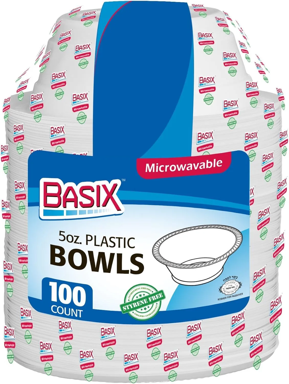 [400 Count] Basix Disposable 5 Oz White Plastic Dessert Bowls, Microwavable, Great For School, Take Out, Events, Home, Office, Wedding, Parties, Or Everyday Use, 4 Packs