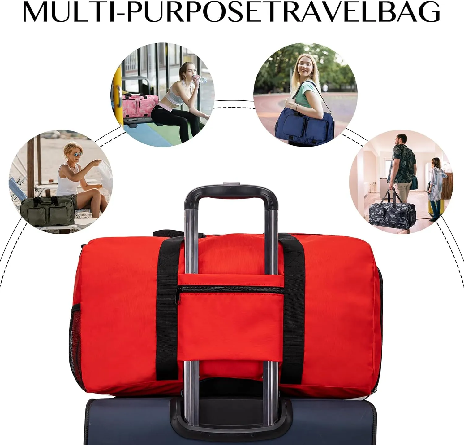40L Travel Duffel Bags, Gym Bag, Duffle Bag Women & Men, Foldable Overnight Weekender Bags with Adjustable Shoulder Strap