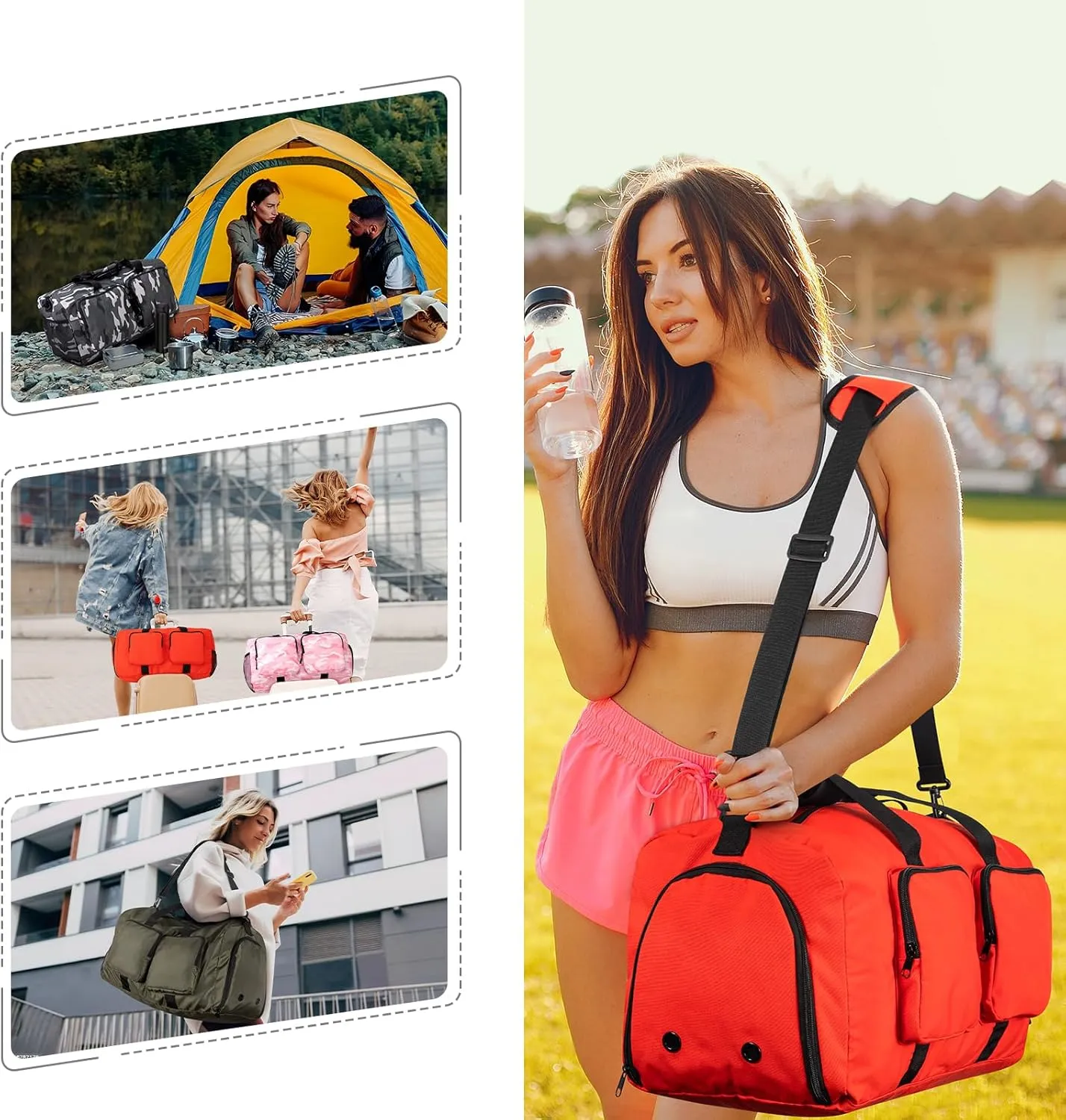 40L Travel Duffel Bags, Gym Bag, Duffle Bag Women & Men, Foldable Overnight Weekender Bags with Adjustable Shoulder Strap