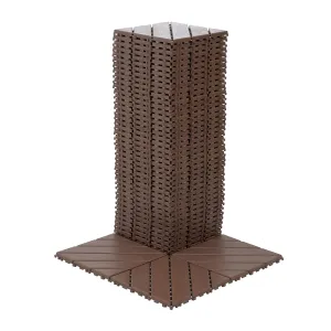 44 PCS Plastic Interlocking Deck Tiles 12" x 12" Indoor Outdoor Waterproof DIY Installation Flooring All Weather Use for Balcony Backyard Garden & Poolside Brown