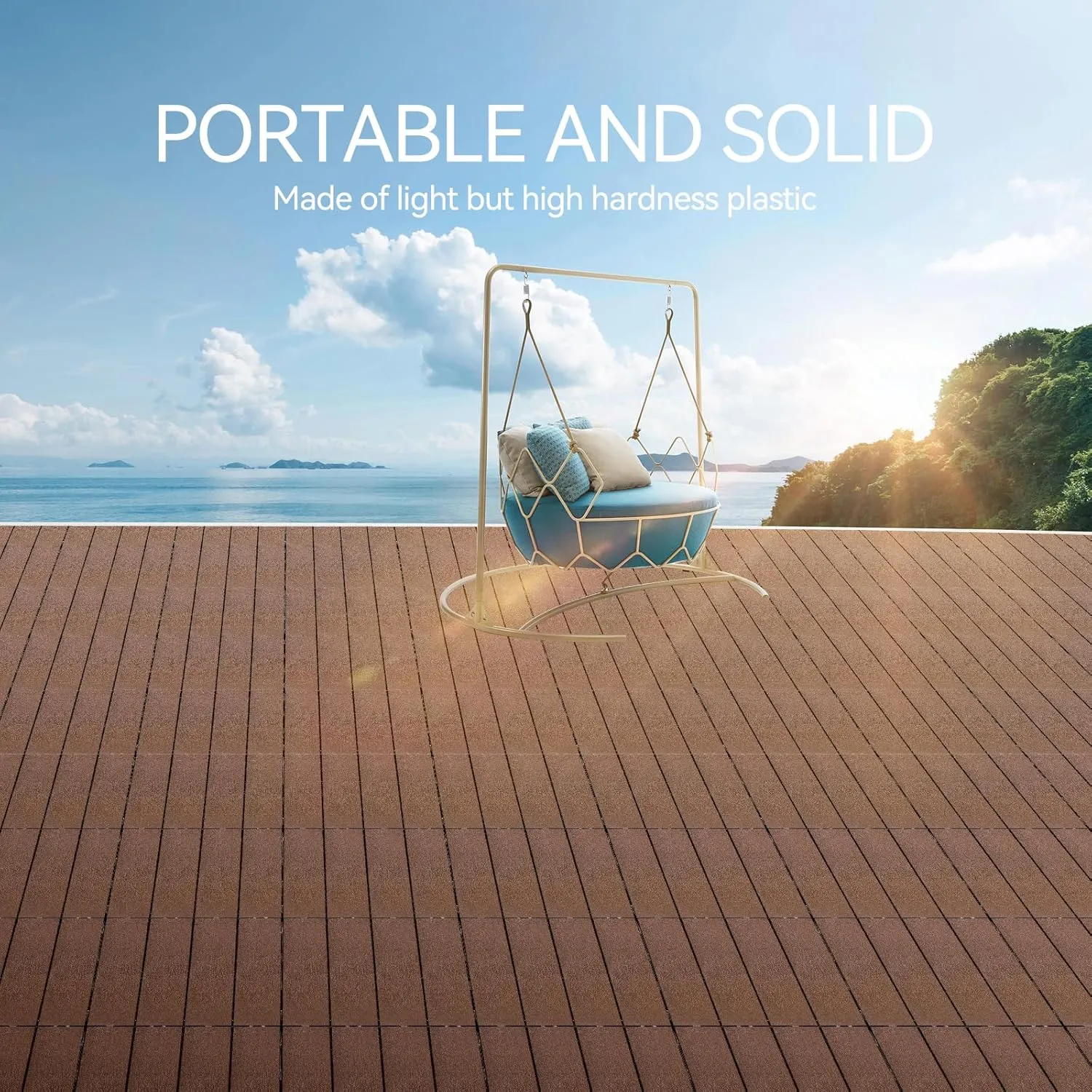 45 Pcs Plastic Interlocking Deck Tiles 12" x 12" Waterproof Patio Decking Tiles Indoor and Ourdoor Floor Tiles for Balcony Garden Porch Poolside Backyard (45 pcs, Brown)