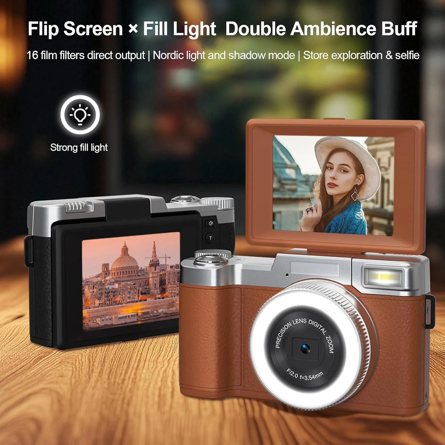4K Digital Camera for Photography - 48MP 4K Digital Point & Shoot Cameras, 2.8in 180° Flip Screen Small Video Cameras Compact Travel Camera with 18X Zoom for Boys Girls Teens