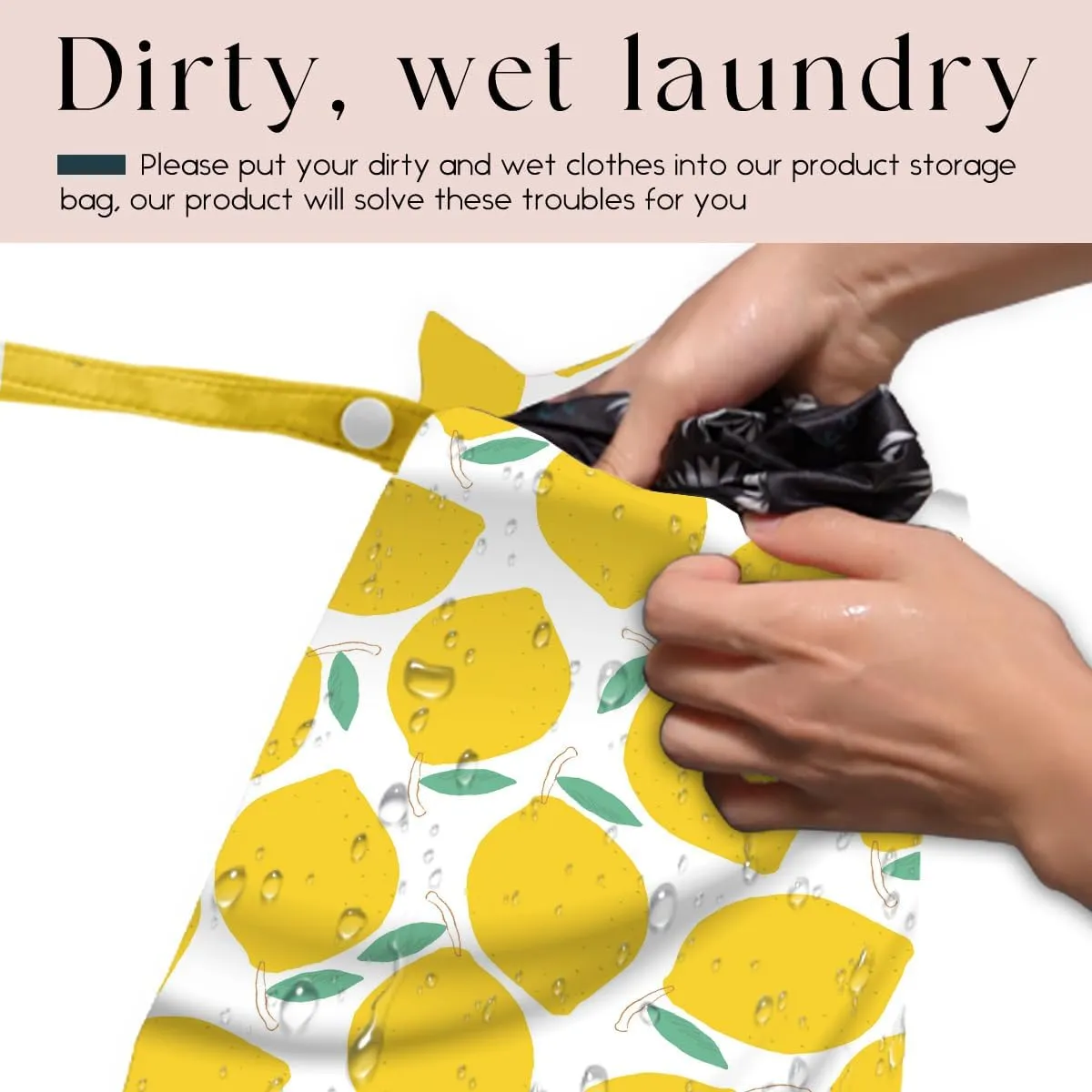 4Pcs Waterproof Wet Bag for Swimsuit, Travel Beach Wet Dry Bag, Hidden Zipper Reusable Lemon Pineapple Banana Orange Decor, for Travel Beach Wet Swimsuits Toiletries Diapers Laundry Bag