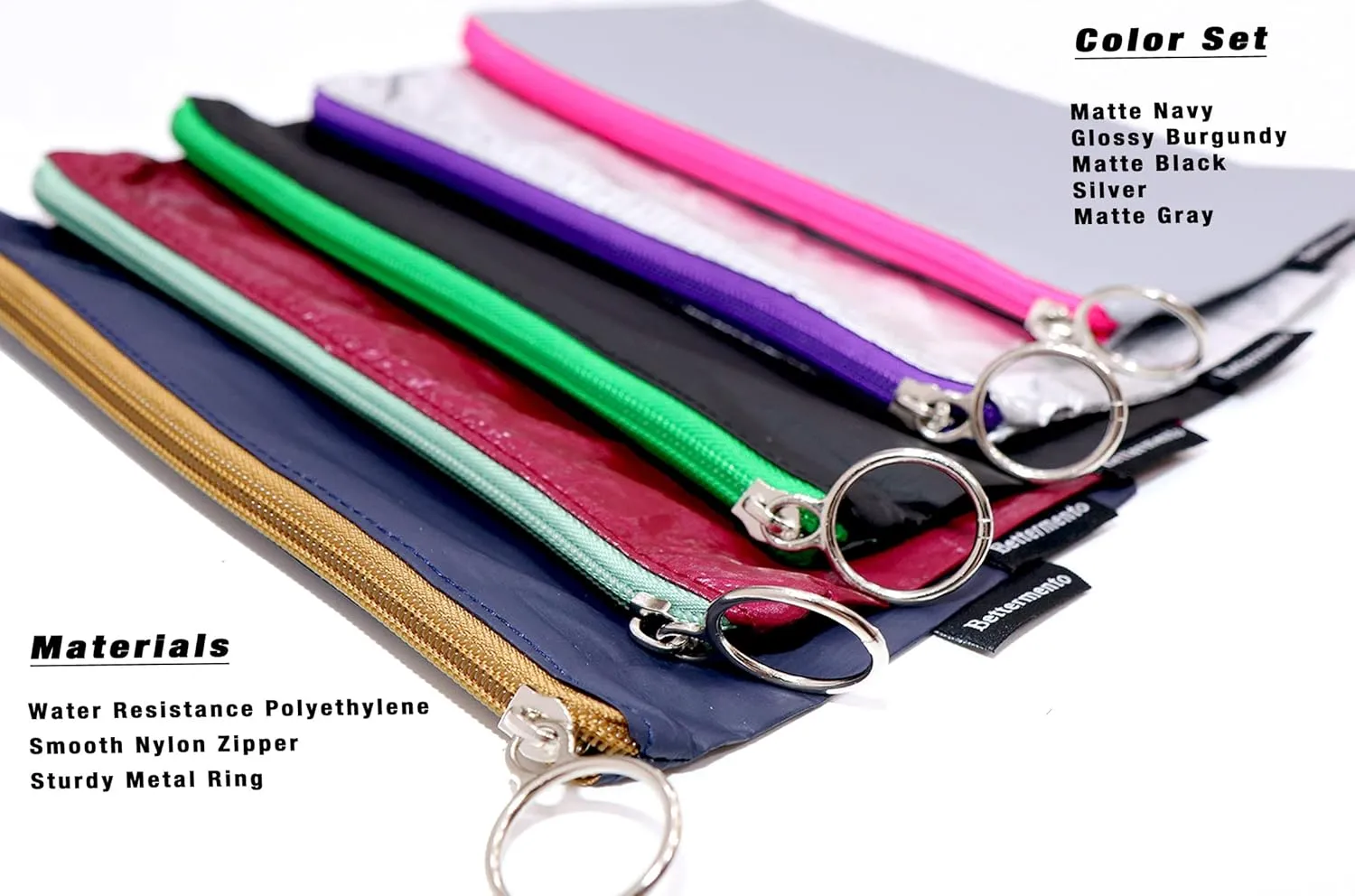 5-Pack Lightweight Polyethylene Pouch for Cosmetic, Toiletry, Gym, Travel, Purse, Tools and organizing Invoice 8.7’’ X 5.5” (TYPE A)