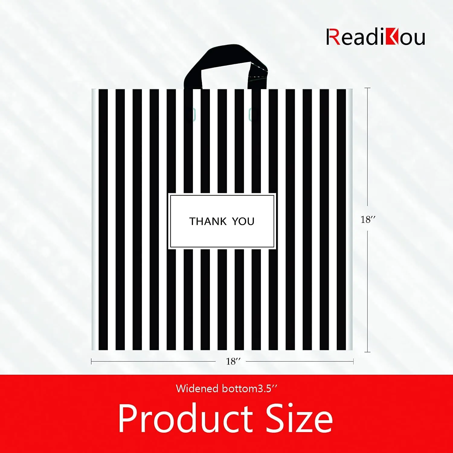 [50-Pack] Black thank you bags for business,18"x18" Plastic shopping bags with handles Extra Thick 2.36 Mil