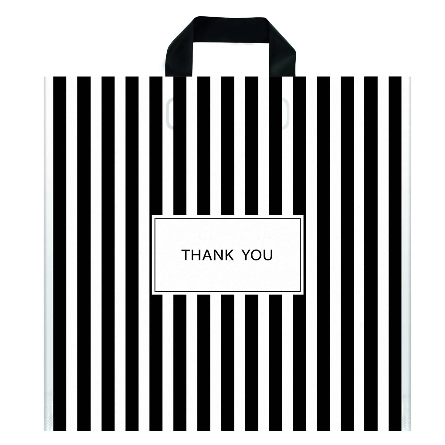 [50-Pack] Black thank you bags for business,18"x18" Plastic shopping bags with handles Extra Thick 2.36 Mil