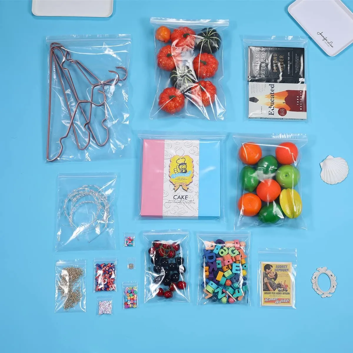 50 PCS 12" x 12" Large Thick 2.4 Mil Clear Zip Poly Bags Plastic Reclosable Zip Seal Lock Bags Clothing Shoes Toys Prints Zipper Bag