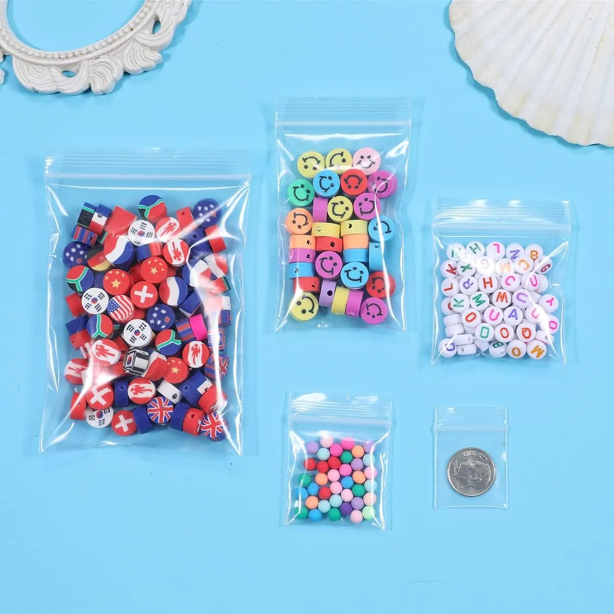 50 PCS 12" x 12" Large Thick 2.4 Mil Clear Zip Poly Bags Plastic Reclosable Zip Seal Lock Bags Clothing Shoes Toys Prints Zipper Bag