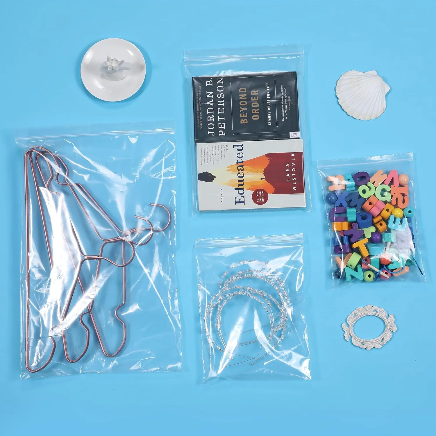 50 PCS 12" x 12" Large Thick 2.4 Mil Clear Zip Poly Bags Plastic Reclosable Zip Seal Lock Bags Clothing Shoes Toys Prints Zipper Bag