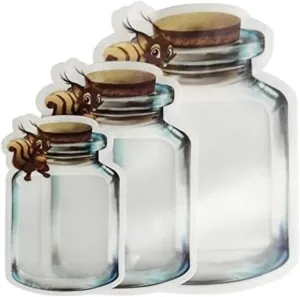50 Pieces Stand Up Mason Jar Pattern Ziplock Bags Plastic Pouch Cute Bottle Shape Smell Proof Packaging Pouches (Squirrel,6.7x9.6 Inch)