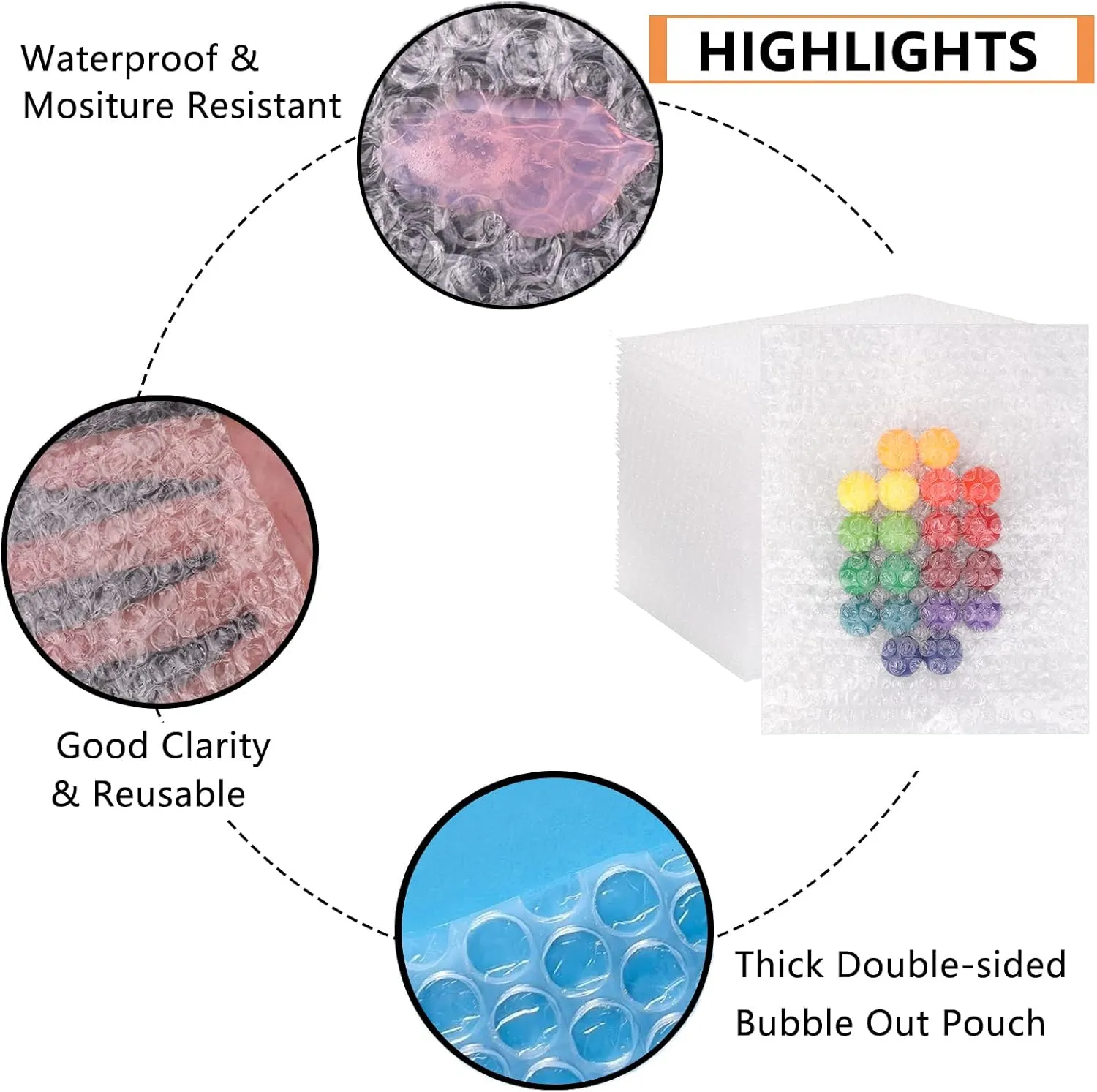 50Pcs Bubble Out Bags Pouches 8"x 10" Bubble Pouches Cushioning Packaging Bags, Double Walled Cushioning Bags Thickening Shockproof Foam Bags for Moving, Shipping, and Storage