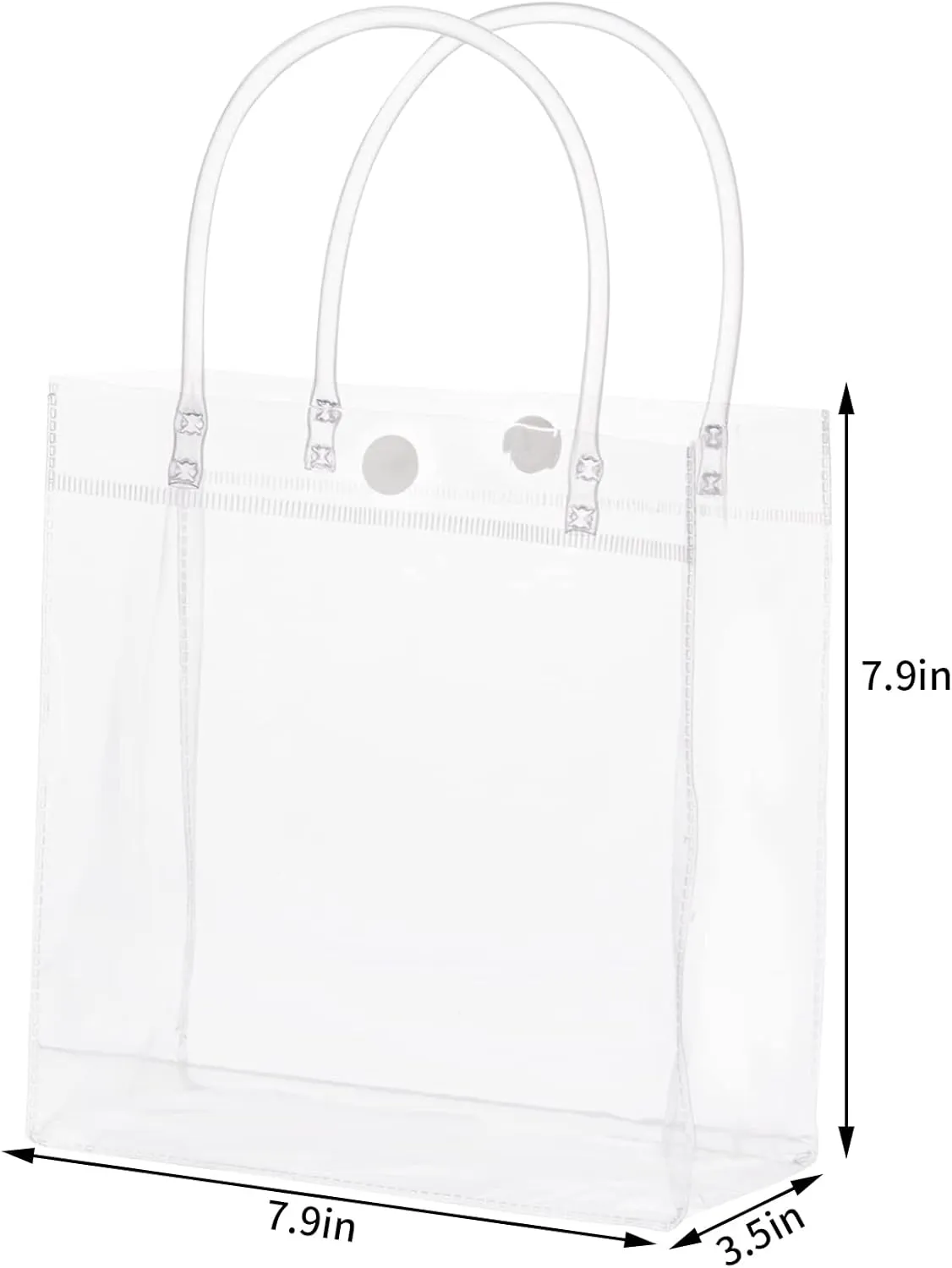 50pcs Clear Plastic Gift Bags with Handles, Small Plastic PVC Tote Bags Transparent Gift Wrap Bags Reusable Shopping Bags for Wedding Candy Bags,Dessert,Merchandise, Retail, Small Business (7.87 x