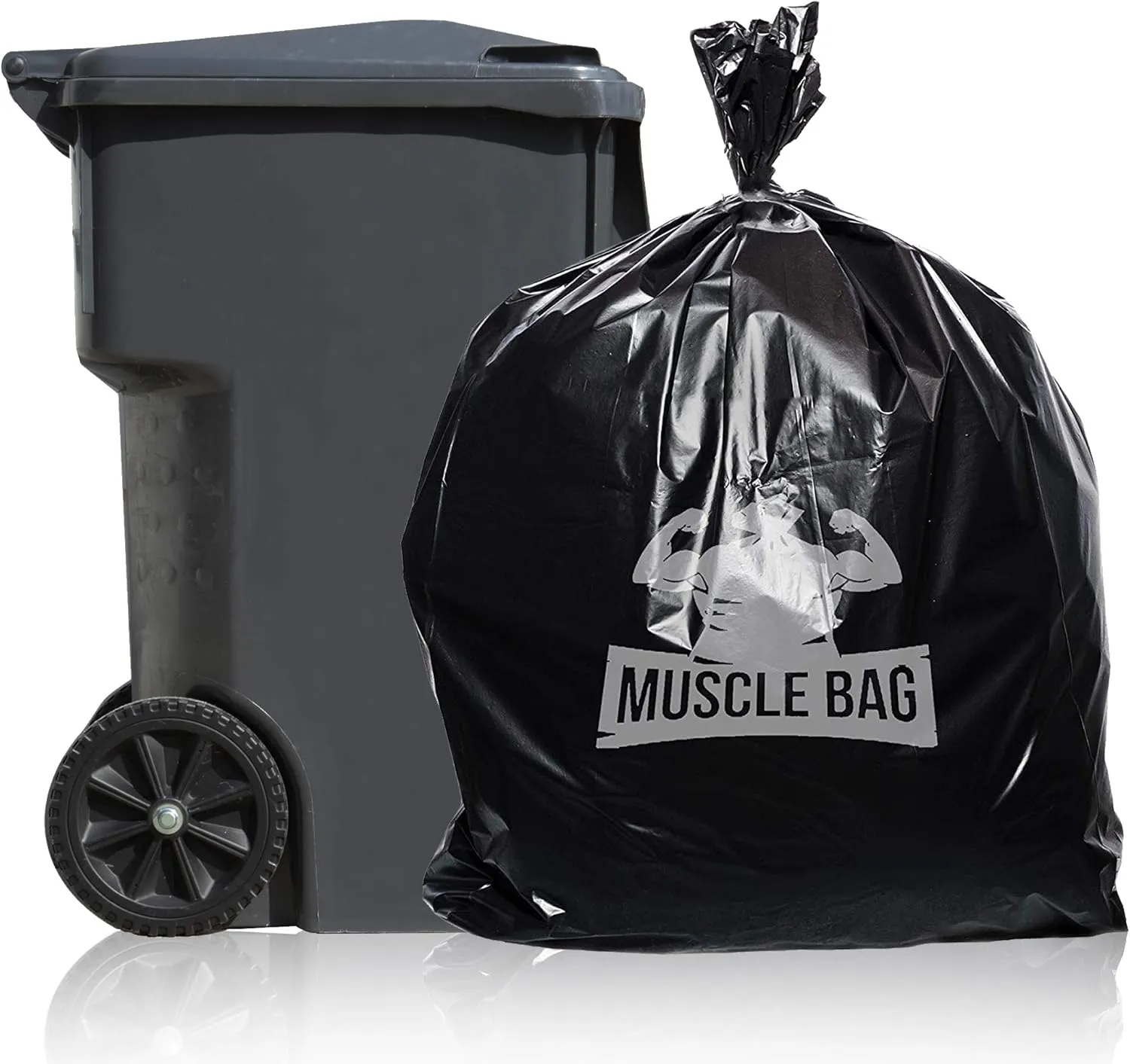 55 Gallon 1.5Mil Trash Bags, Individually Folded, 50 per case, Perforated Top for Easy Dispensing, Coex Plastic, 55gal Garbage Bags