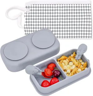 5PCS Travel Suction Plate for Baby, Portable Silicone Suction Plate to Go,Baby Divided Plate Feeding Set with Travel Bag for Toddler Baby Plate Divided Bowls Travel Essential