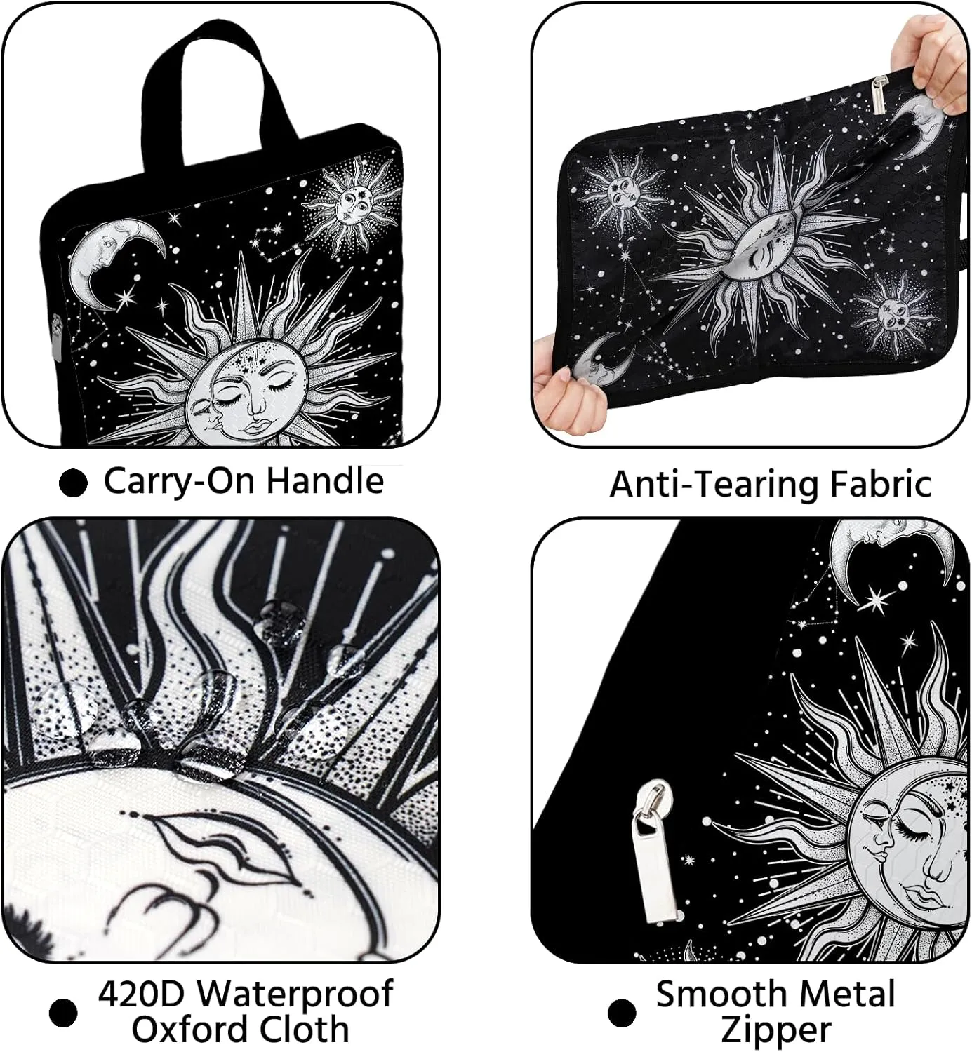 6 Pcs Compression Packing Cubes Waterproof Suitcase Travel Bag Luggage Backpack Organizer Travel Cubes for Packing-Gothic Style