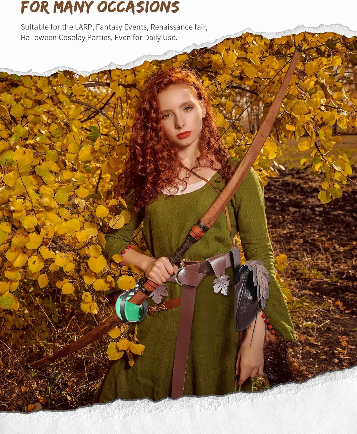 6 Pcs Women Renaissance Accessories Leaf Belt Bag Medieval Viking Belt Potion Bottles Leather Skirt Hikes