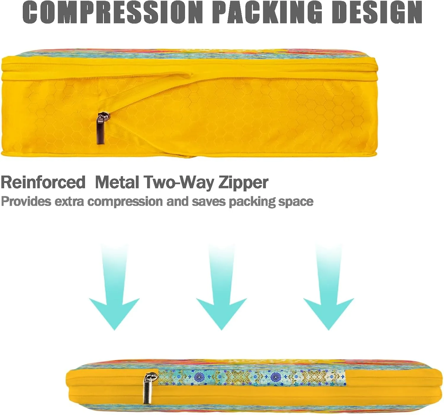 6 Set Boho Compression Packing Cubes Compressed Storage Bags for Carry on Suitcases Packaging Luggage Bags Organizers for Travel