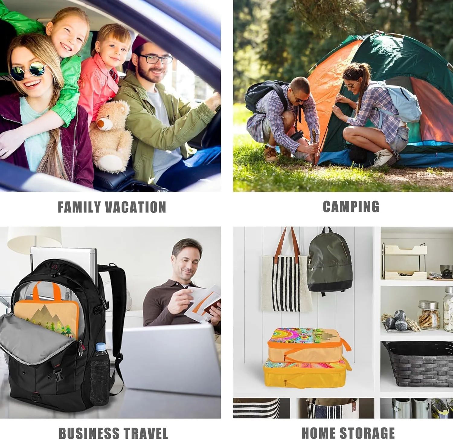 6 Set Boho Compression Packing Cubes Compressed Storage Bags for Carry on Suitcases Packaging Luggage Bags Organizers for Travel