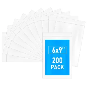6" x 9" (200 pcs) 2 Mil Reclosable Plastic Bag Resealable Zip Bags Clear Reclosable Plastic Bags