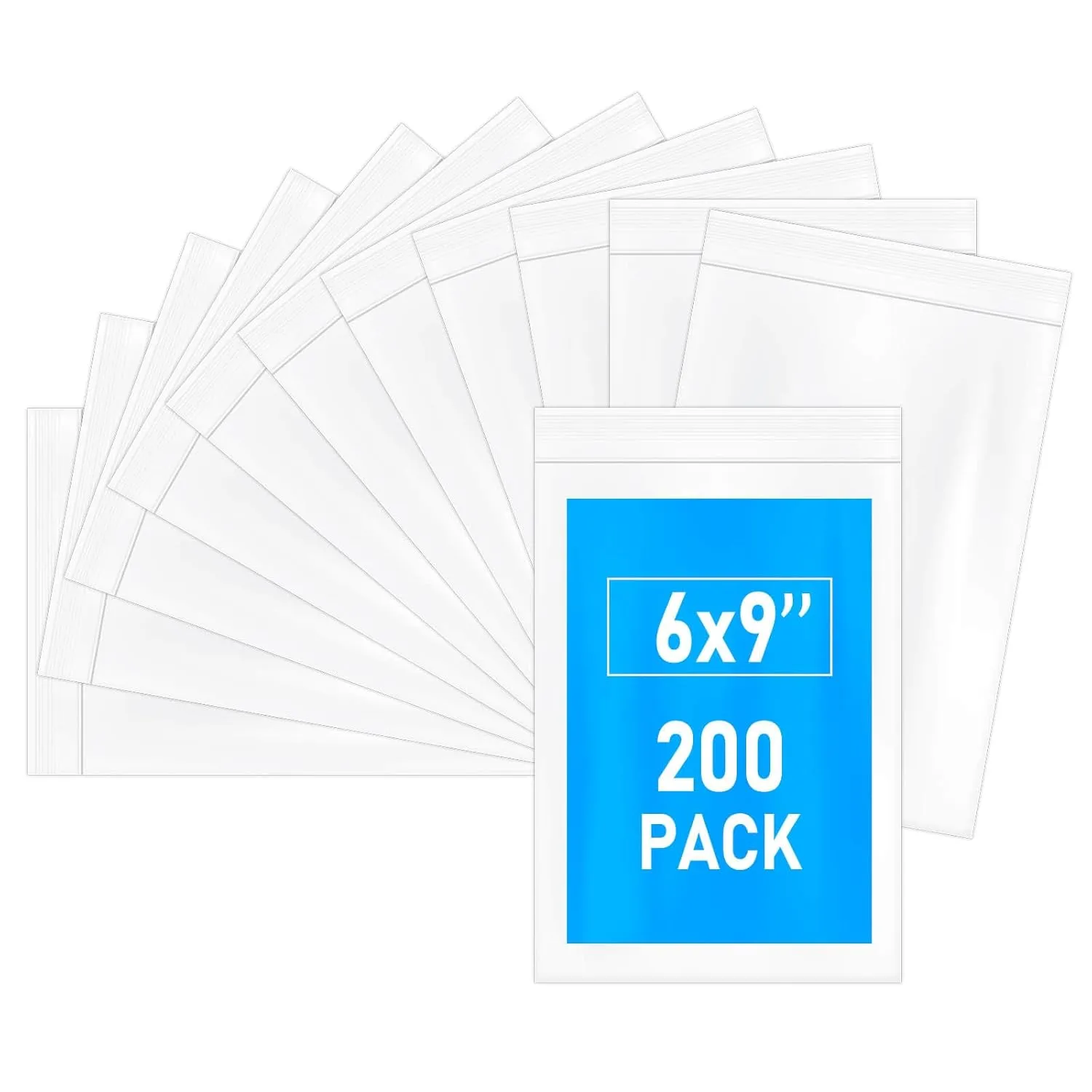6" x 9" (200 pcs) 2 Mil Reclosable Plastic Bag Resealable Zip Bags Clear Reclosable Plastic Bags