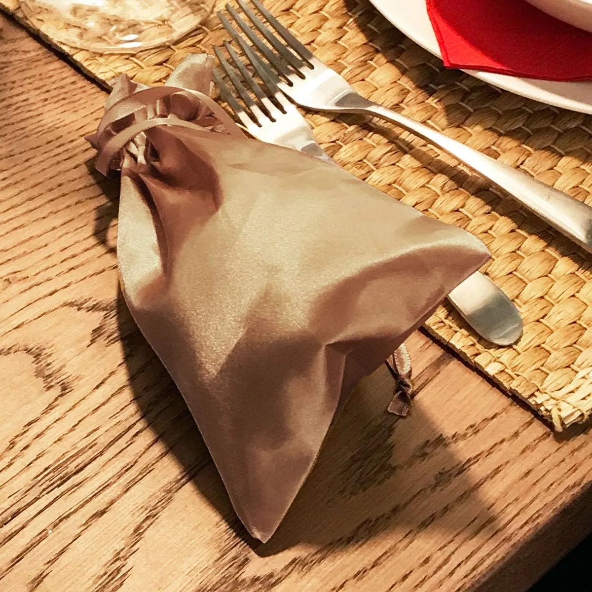 6" x 9" Old Gold Satin Gift Bags, Jewelry Bags, Wedding Favor Drawstring Bags Baby Shower Christmas Gift Bags 50 per Pack
