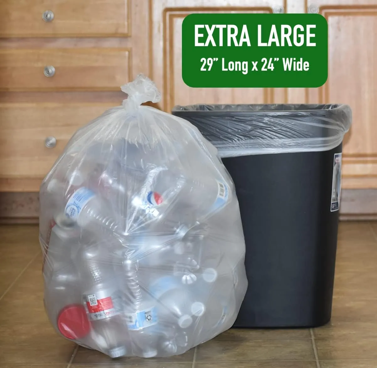 7-10 Gallon Clear Garbage Bags Medium Kitchen Trash Bags Large Plastic Wastebasket Trash Can Liners for Home and Office Bins, 200 Count (Fits 7 Gallon, 8 Gallon, 9 Gallon and 10 Gallon Bins)