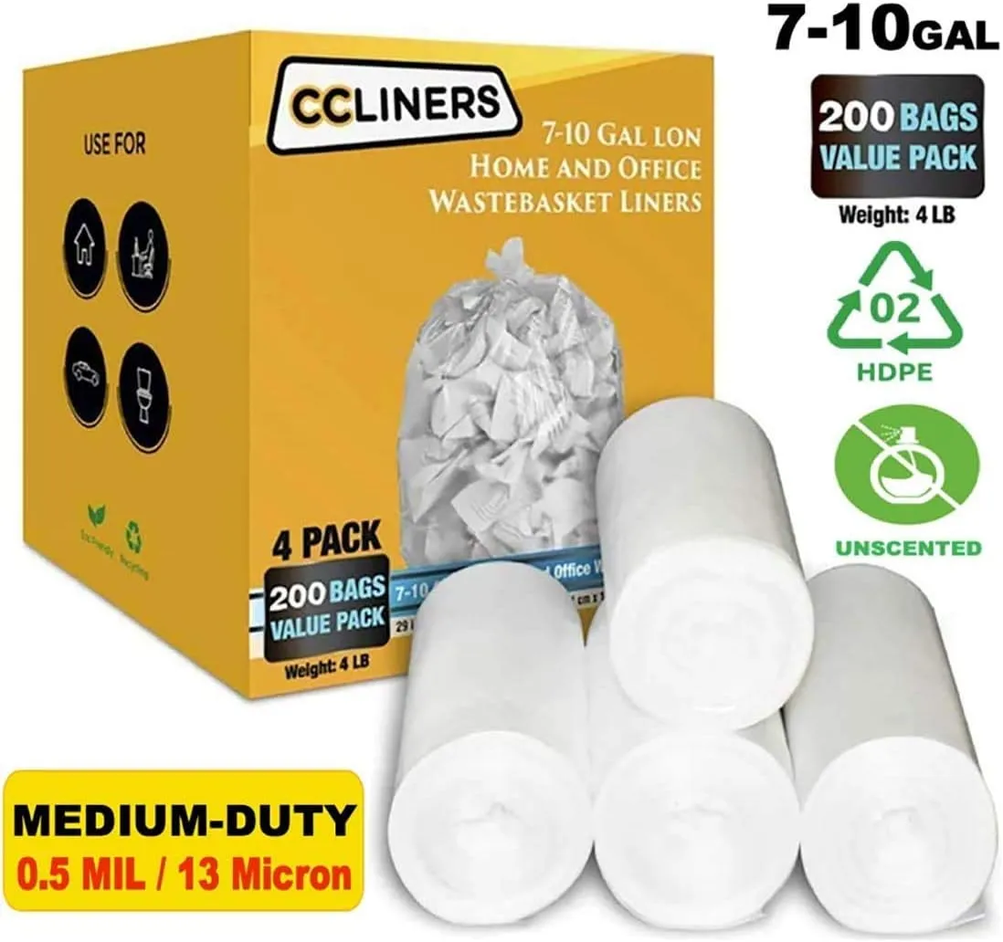 7-10 Gallon Clear Garbage Bags Medium Kitchen Trash Bags Large Plastic Wastebasket Trash Can Liners for Home and Office Bins, 200 Count (Fits 7 Gallon, 8 Gallon, 9 Gallon and 10 Gallon Bins)