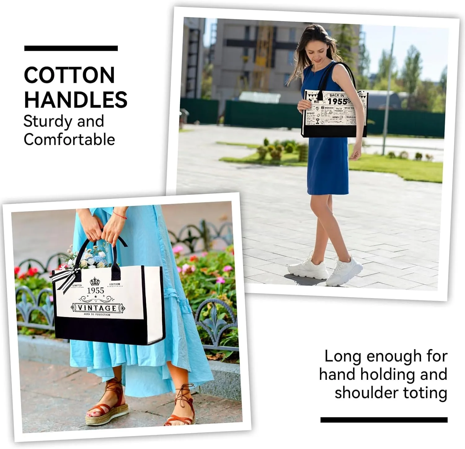 70th Birthday Gifts for Women Her- 4 pcs, Turning 70 Year Old Gifts, Decorations Canvas Beach Tote Bag & Makeup Bag, Unique Happy 70th Birthday gifts for Her Mom Wife Friends