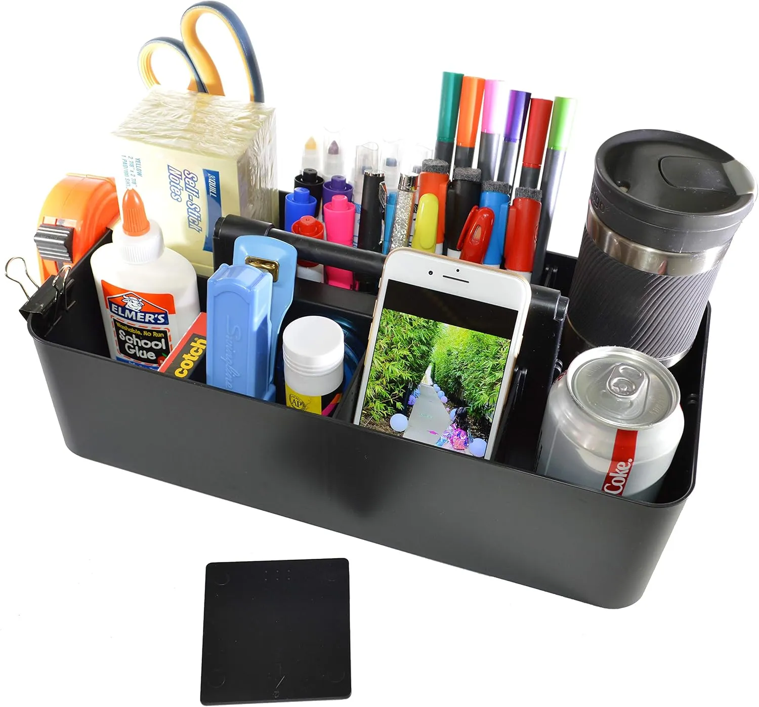 8 Compartments DIY Dividers,Large Portable Caddy, Multi Purpose,Stackable, Modern Solution for School, office, Desktop Endless use of your Choice -MADE IN USA (Black)