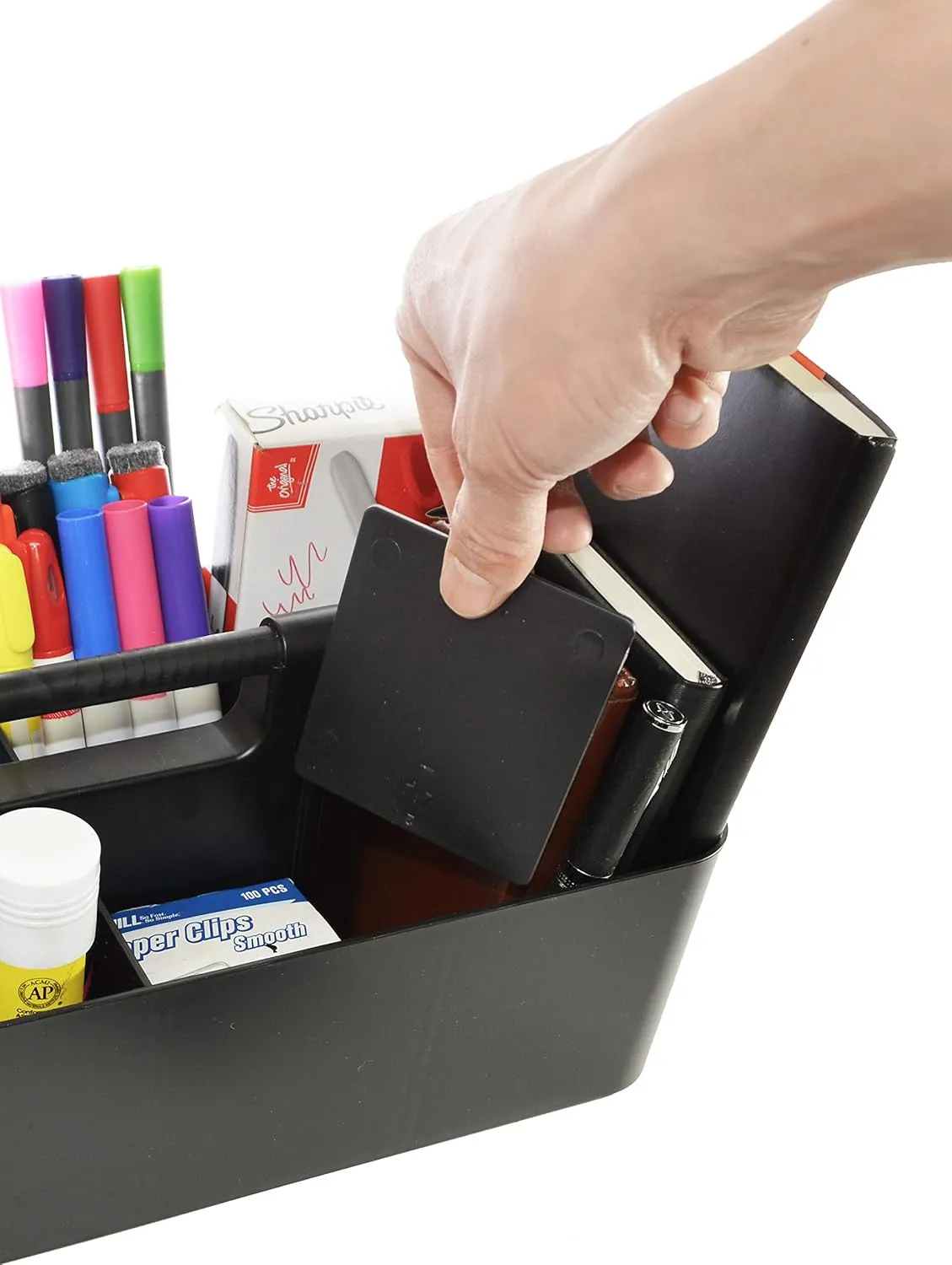 8 Compartments DIY Dividers,Large Portable Caddy, Multi Purpose,Stackable, Modern Solution for School, office, Desktop Endless use of your Choice -MADE IN USA (Black)