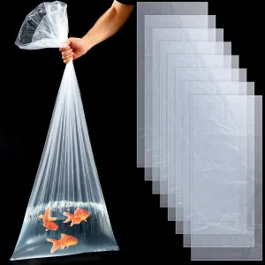 8 Pcs Clear Plastic Fish Bags for Live Koi Fish Large 20" x 48" Shipping Bags Heavy Duty 4 Mil Transport Container Leak Proof for Storing and Transporting