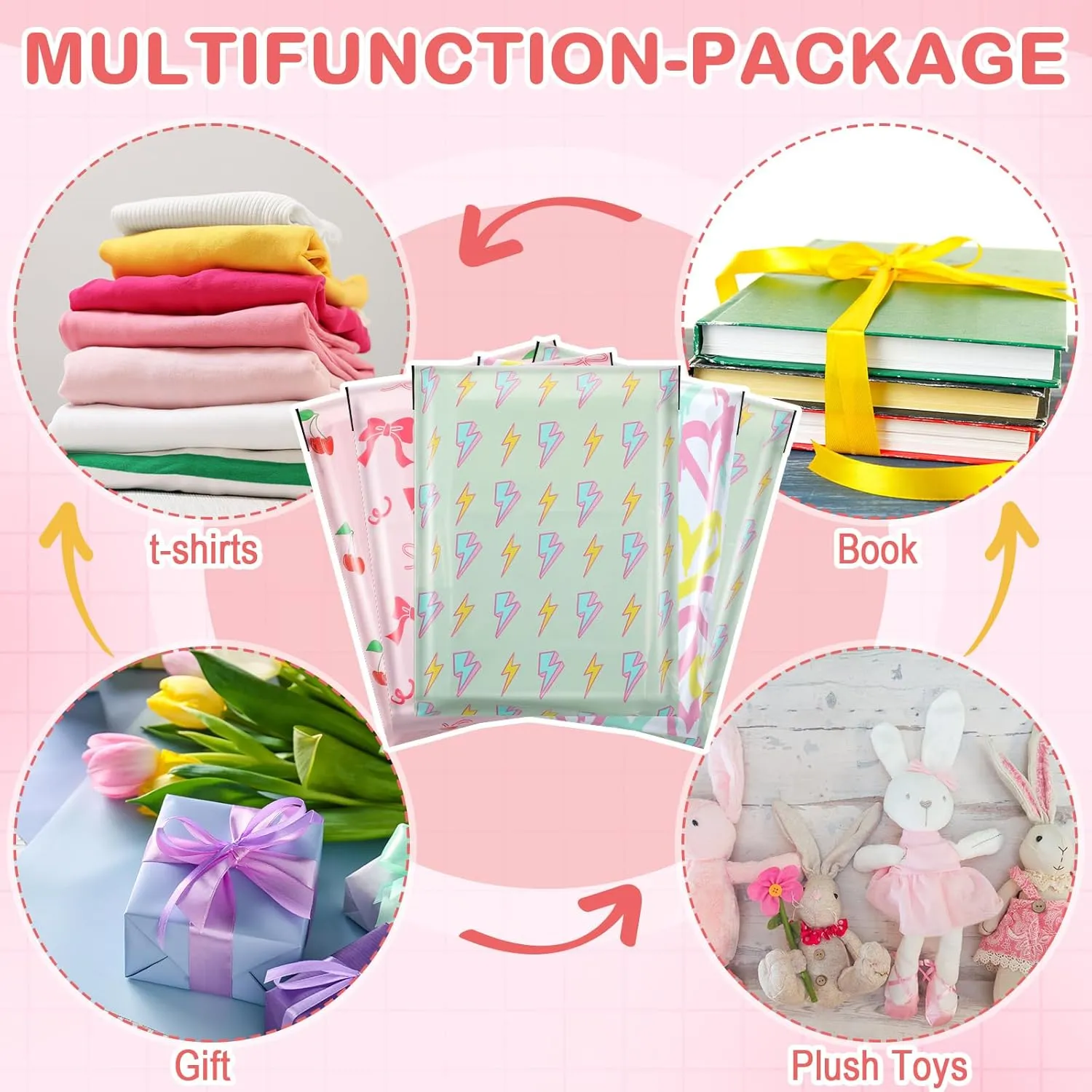 80 Pcs Cute Poly Mailers Bulk 10 x 13 Inch Designer Poly Mailer Packaging Bags Heavy Duty Waterproof Self Seal Shipping Bags Large Mailing Envelopes for Small Business(Lovely)