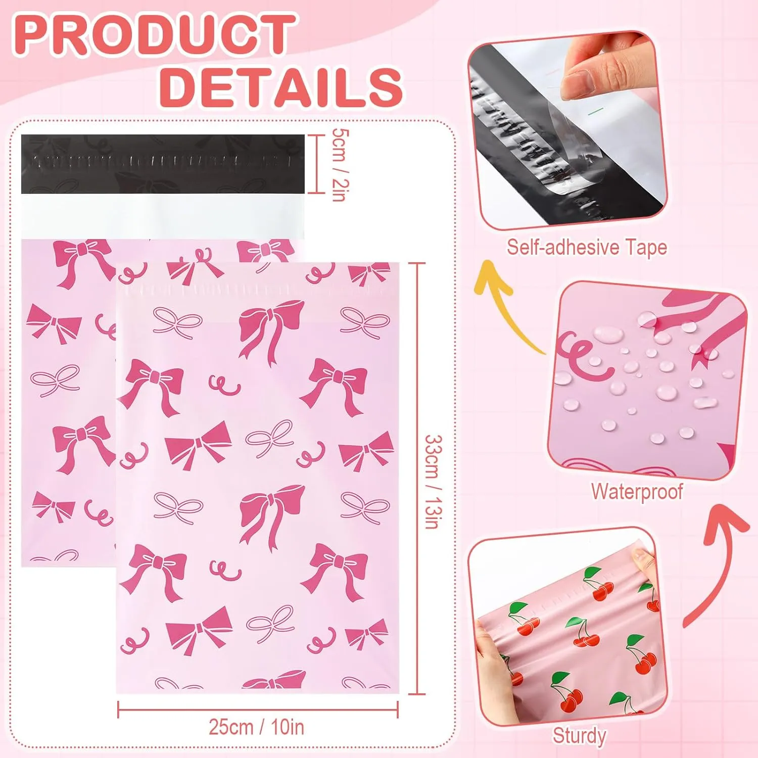 80 Pcs Cute Poly Mailers Bulk 10 x 13 Inch Designer Poly Mailer Packaging Bags Heavy Duty Waterproof Self Seal Shipping Bags Large Mailing Envelopes for Small Business(Lovely)