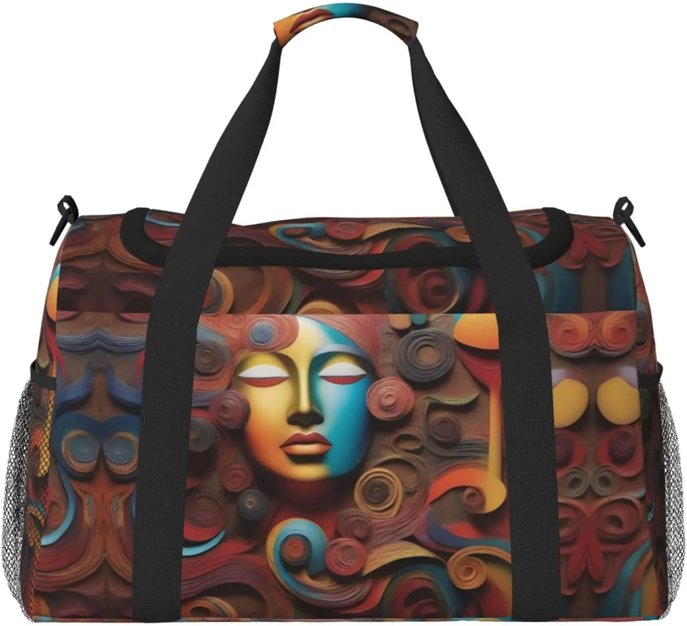 a Artistic Wonder Large Capacity Crossbody Travel Bag with Nylon Zippers, Shoulder Strap, and Multiple Pockets