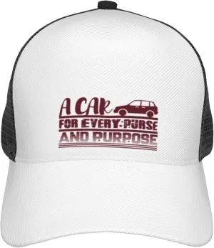 A Car for Every Purse and Purpose Car Lover Adjustable Mesh Trucker Baseball Cap Breathable Mesh for Casual Wear Golf Dad Hat for Men, Women Sun Hat Trucker Hat Black