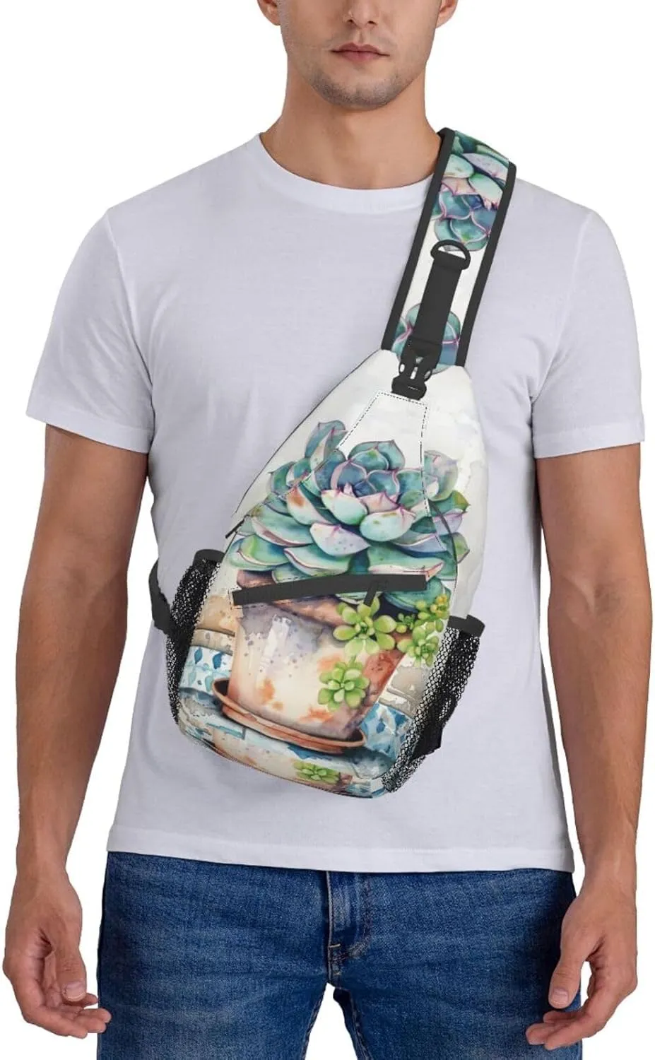 A Pot Of Succulents Sling Backpack Chest Bag Crossbody Shoulder Bag Gym Cycling Travel Hiking Daypack For Men Women
