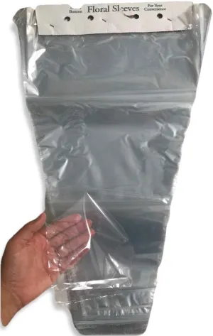 A&A Flower Bouquet Unprinted 37 Micron Clear Cellophane Bags Plastic Sleeve Bag 100 pcs (9x14x3.5 in.)