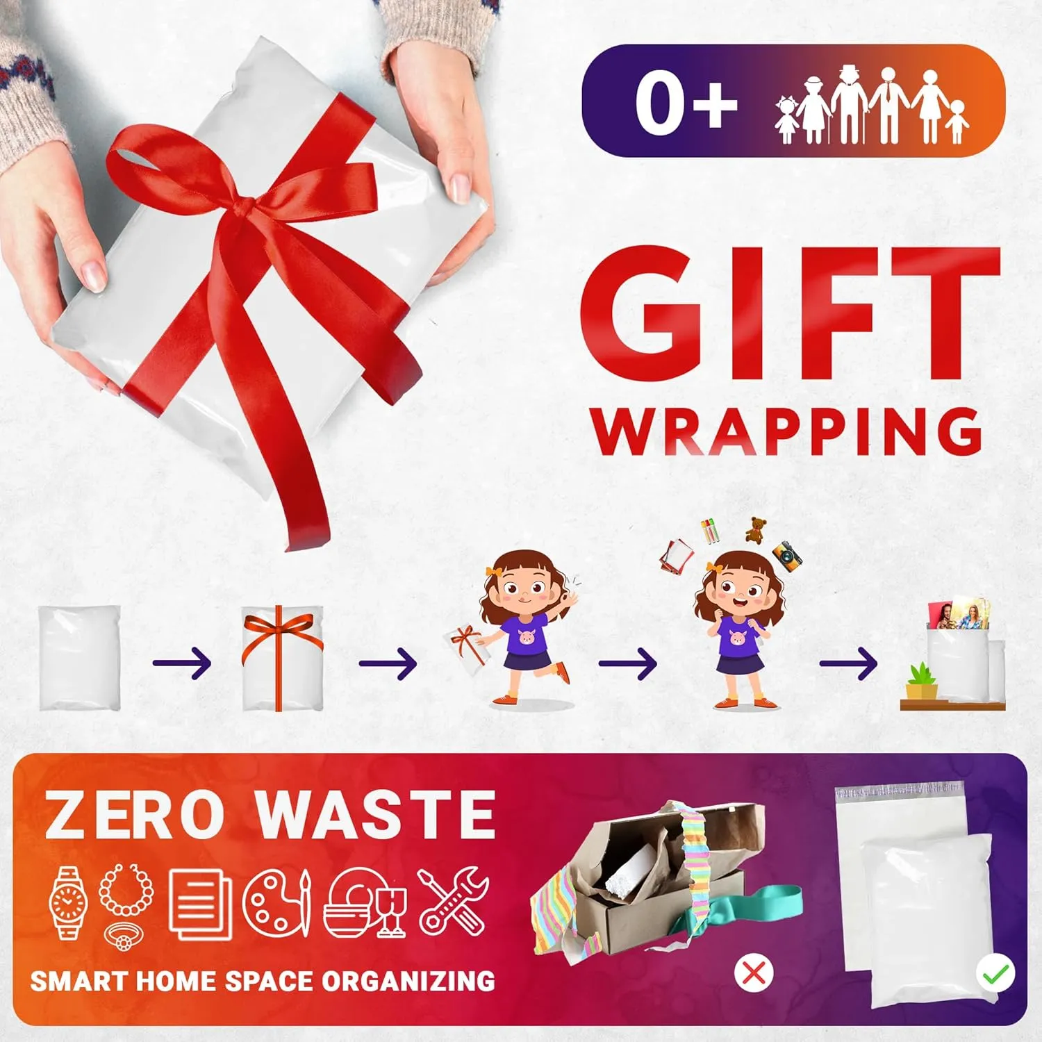 ABC White Gusseted Poly Mailers, 24 x 21 x 6 Inch. Pack of 25 Expansion Poly Mailers Bags for Shipping Clothing
