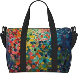 abstract color dots print Travel Duffel Bag, Sports Tote Gym Bag, Swim Pool Bag Large Shoulder Tote Bag for Beach Weekender