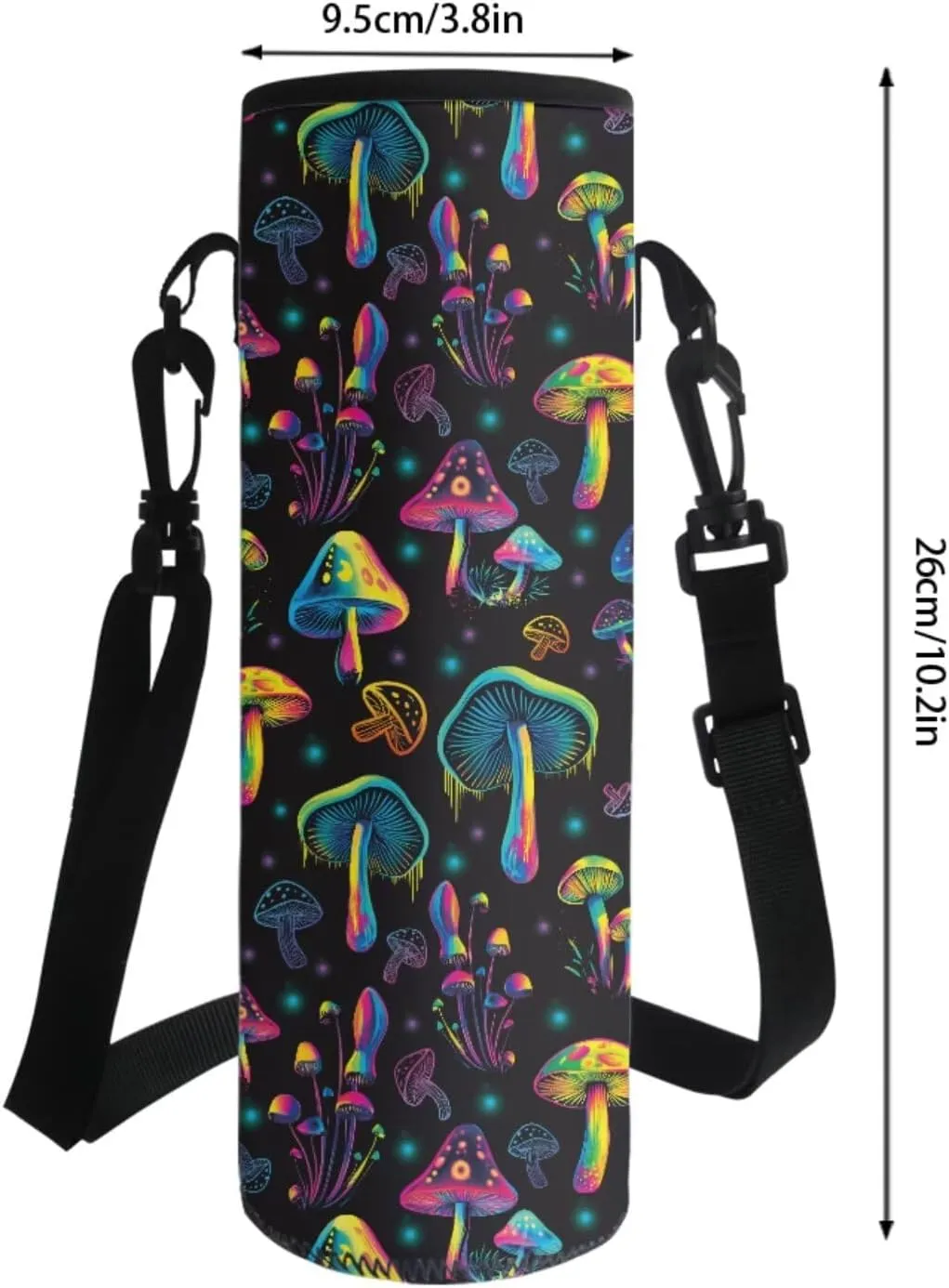 Abstract Colorful Mushroom Pattern School Backpack for Kids 4Pcs Set 17" Durable Bookbag, Thermal Lunch Bag, Pencil Pouch, Water Bottle Carrier for Boy Girl Students