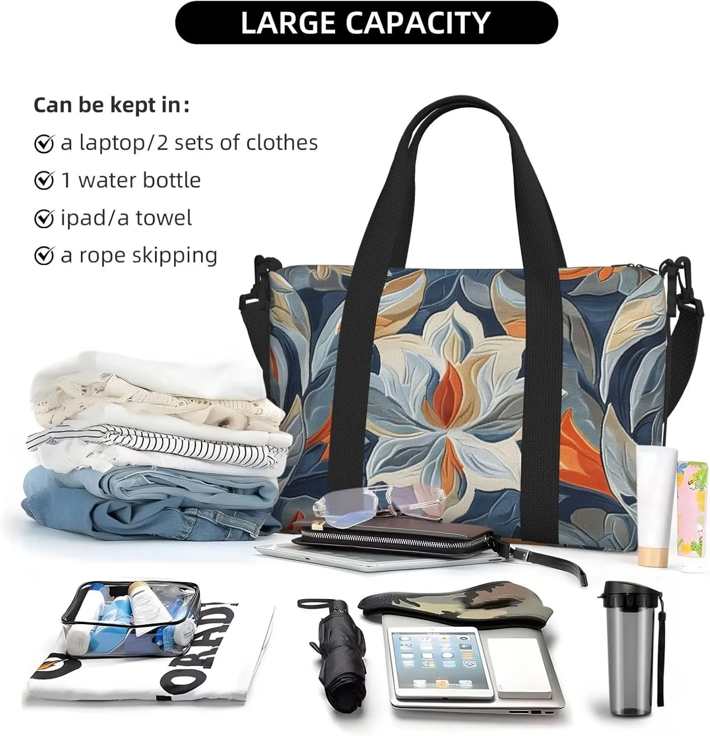 abstract shapes print Travel Duffel Bag, Sports Tote Gym Bag, Swim Pool Bag Large Shoulder Tote Bag for Beach Weekender, 202-406-121