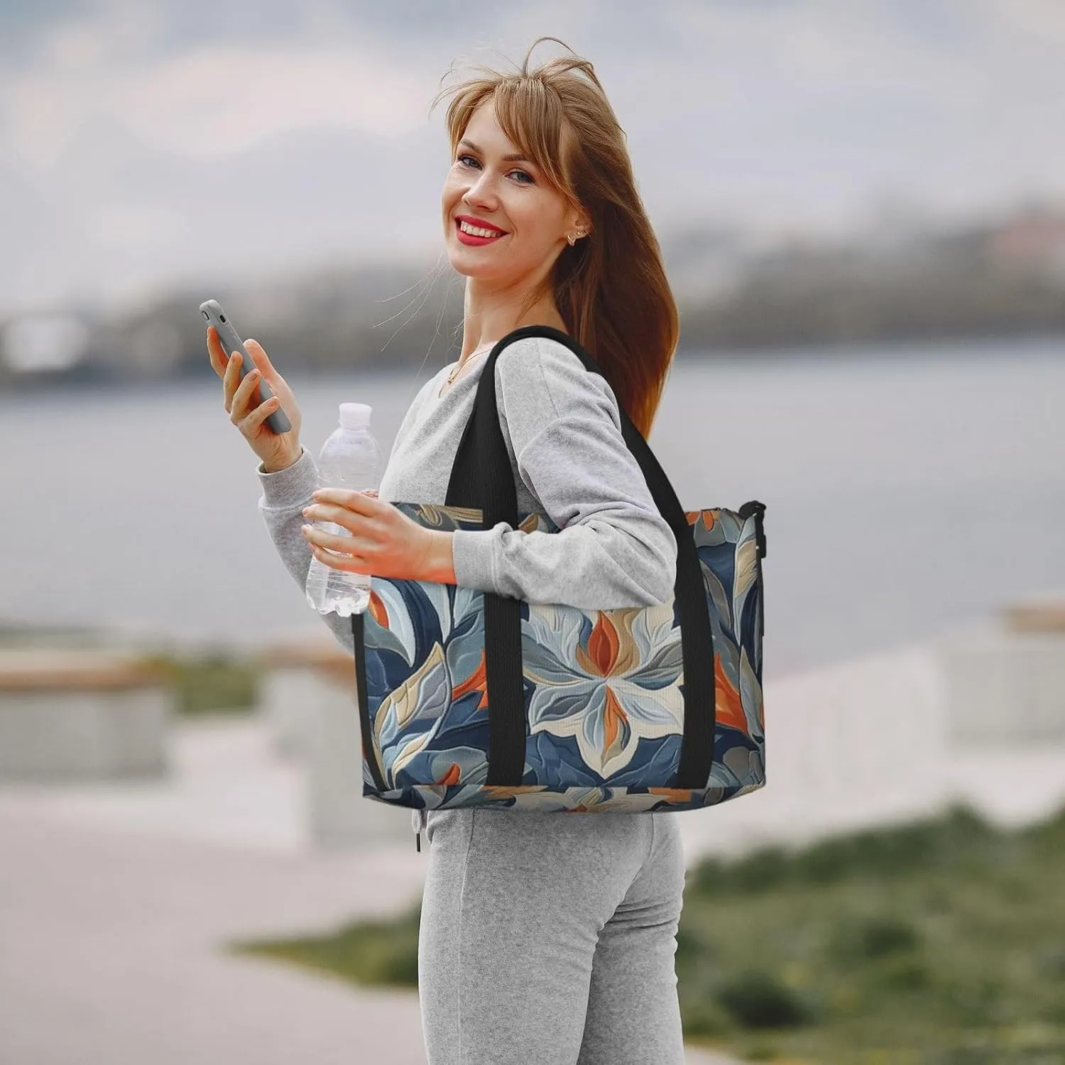 abstract shapes print Travel Duffel Bag, Sports Tote Gym Bag, Swim Pool Bag Large Shoulder Tote Bag for Beach Weekender, 202-406-121