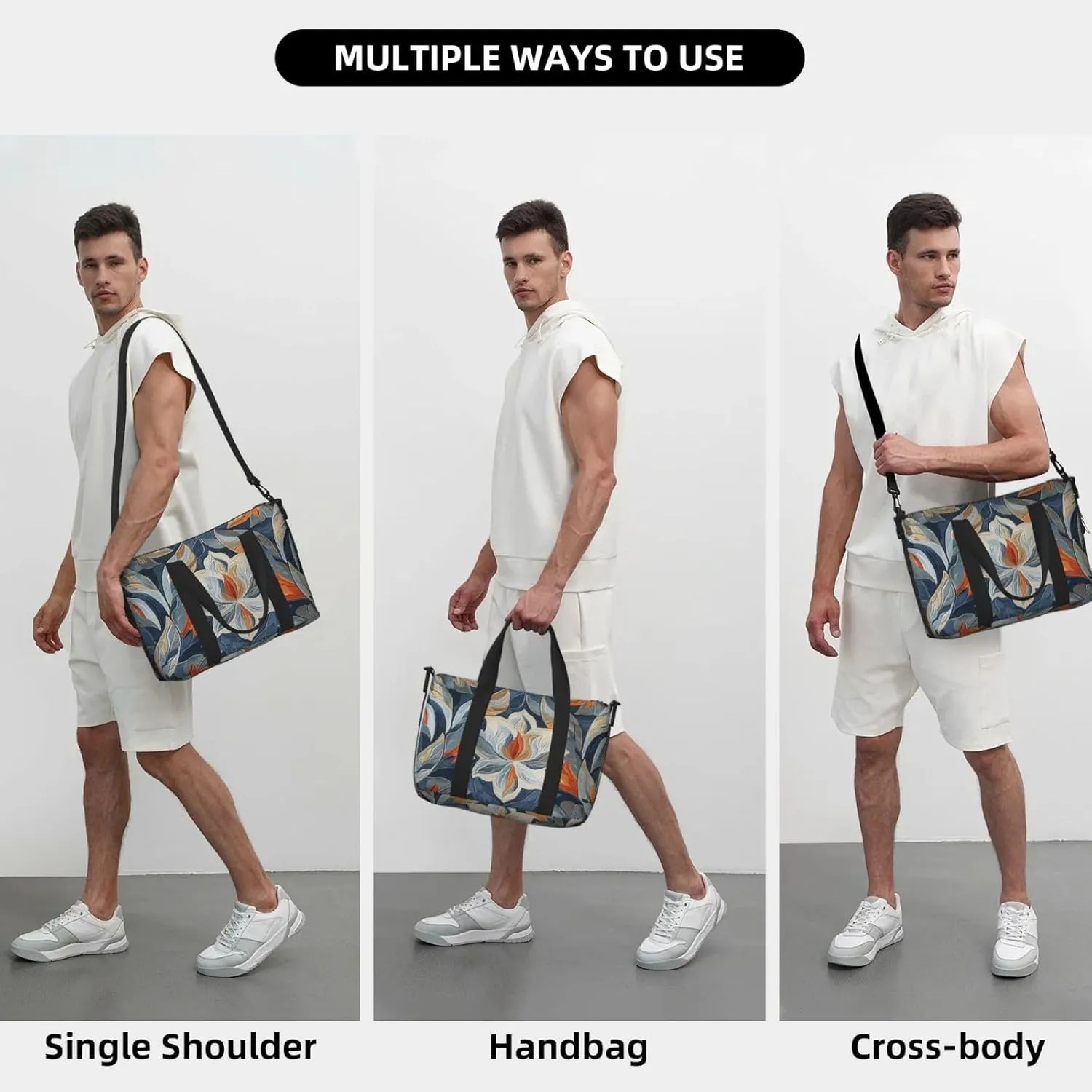 abstract shapes print Travel Duffel Bag, Sports Tote Gym Bag, Swim Pool Bag Large Shoulder Tote Bag for Beach Weekender, 202-406-121