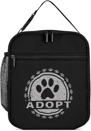 Adopt A Dog Paw Insulated Lunch Bag Cooler Bag Portable Leakproof Lunch Box Adjustable Handbag Meal Tote with Handle