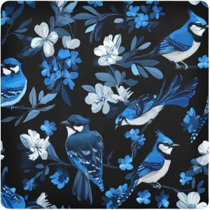 Aesthetic Blue Jay Birds Black Makeup Bag Cloth Portable Travel Toiletry Organizer Wrap 21.7 X 21.7 Wrapper For Toiletries